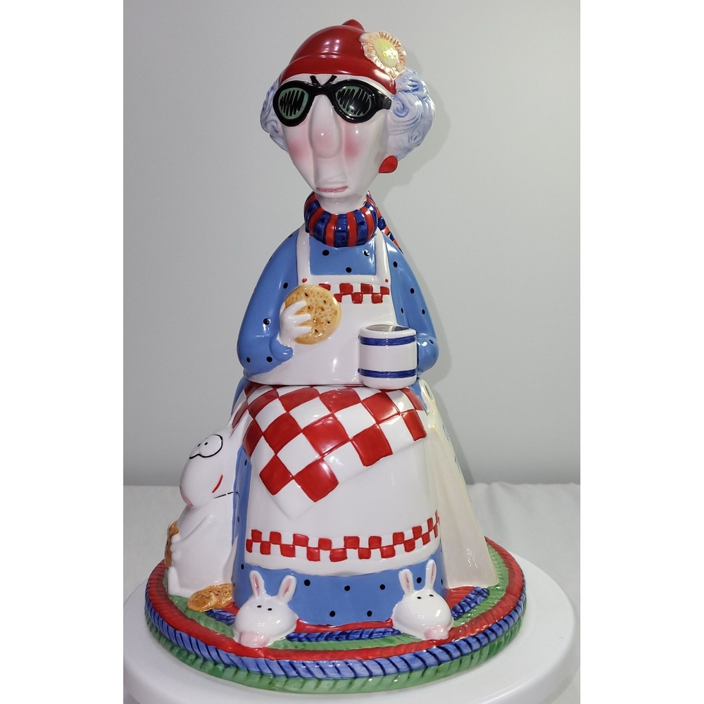 Hallmark Maxine Cookie Jar J Wagner Ceramic Grumpy Grandma Bunny Slippers